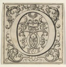 Roman Alphabet letter O with Louis XIV decoration, 18th century. Creator: Bernard Picart