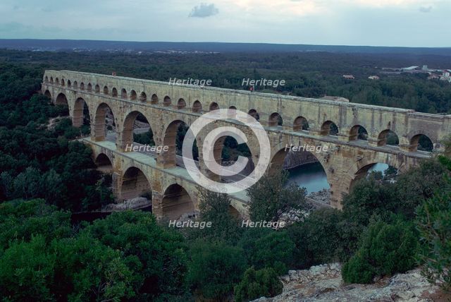 Roman aqueduct in Pont du Gard, France, 1st century. Artist: Unknown