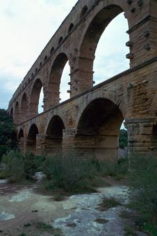 Roman aqueduct in Pont du Gard, France, 1st century