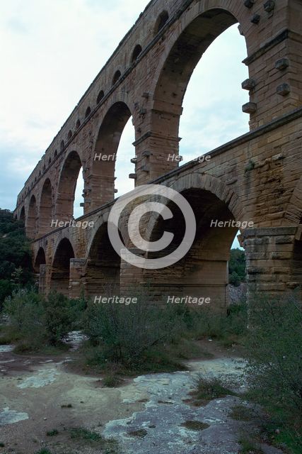 Roman aqueduct in Pont du Gard, France, 1st century. Artist: Unknown