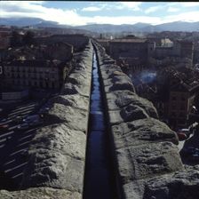 Roman aqueduct of Segovia seen from its higher part