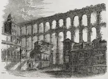 Roman aqueduct, Segovia, Spain, 1852. Creator: Unknown