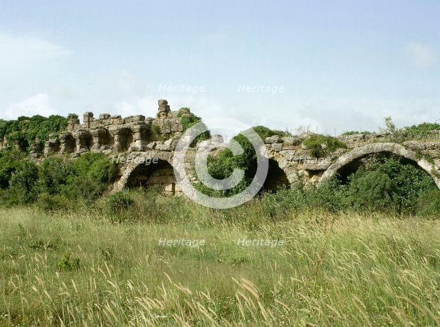 Roman aqueduct, Side, Anatolia, Turkey, 1999.  Creator: LTL.