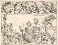 Roman arms, standards, and trophies, a composition divided into two horizontal bands, 1774. Creator: Giovanni Battista Tiepolo