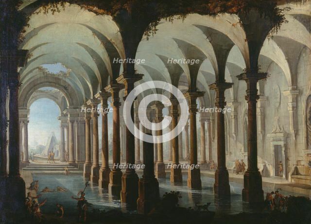 Roman Bath, c1745. Creators: Antonio Joli, Giovanni Paolo Panini.