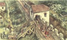 Roman bastion on the city wall, London, 4th century