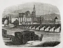 Roman Bridge over the Guadalquivir river, also called the Old Bridge, Cordoba, Spain, 1852. Creator: Ildefonso Cibera