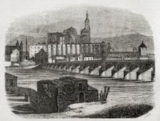 Roman Bridge over the Guadalquivir river, also called the Old Bridge, Cordoba, Spain, 1852. Creator: Ildefonso Cibera