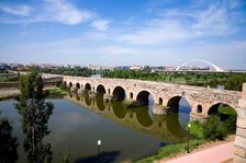 Roman Bridge over the Guadiana River, Merida, Spain, 2007. Creator: Samuel Magal