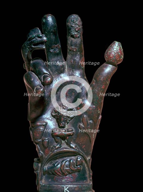 Roman bronze magic hand of fortune. Artist: Unknown