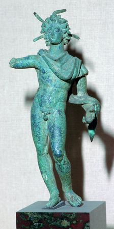 Roman bronze figure of the sun god Helios (Sol), 3rd century