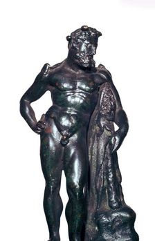 Roman bronze statuette of Hercules with his lion skin and club, 1st-2nd century BC