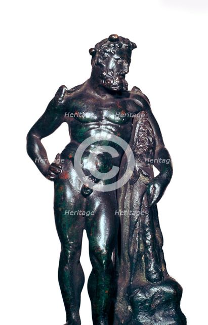 Roman bronze statuette of Hercules with his lion skin and club, 1st-2nd century BC. Artist: Unknown