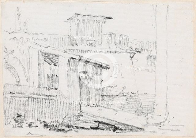 Roman Buildings with an Open Shed, 1744/1750. Creator: Joseph-Marie Vien the Elder.