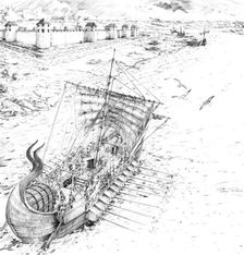 Roman galley, c4th century, (c1990-2010). Artist: Peter Dunn