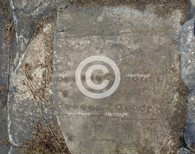 Roman games engraved into seats of the stadium, Aphrodisias (Caria Region, Anatolia, Turkey), 2000.  Creator: LTL.