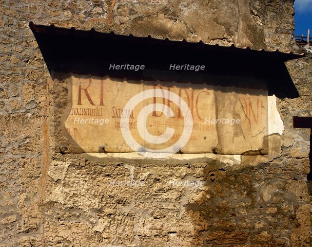 Roman graffiti on the wall, Road of Abundance, Pompeii, Italy, 2002. Creator: LTL.