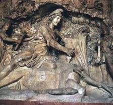 Roman depiction of Mithras killing the bull, 3rd century