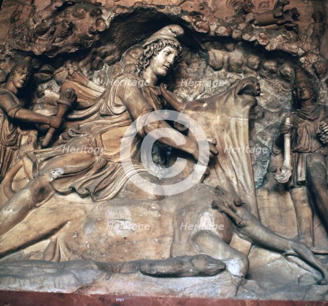 Roman depiction of Mithras killing the bull, 3rd century. Artist: Unknown