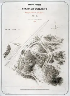 Roman encampment in Epping Forest, Essex, 1876. Artist: William d'Oyley