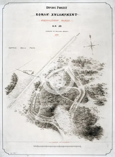 Roman encampment in Epping Forest, Essex, 1876. Artist: William d'Oyley