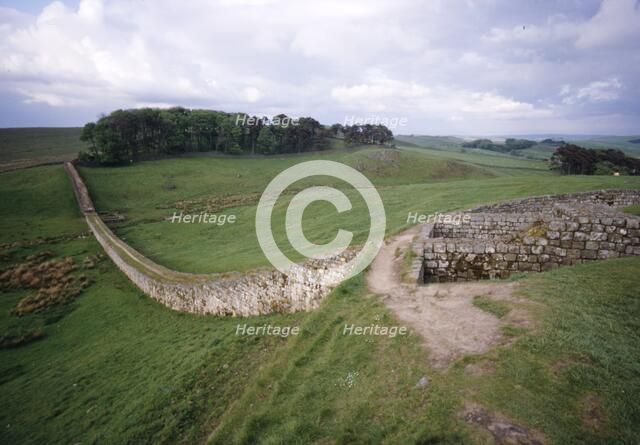 Roman Fort at Housestead Wall, looking eastwards, Northumberland, c20th century. Artist: CM Dixon.