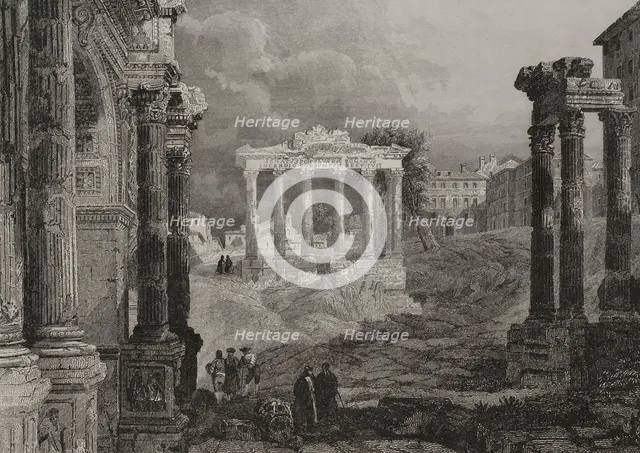 Roman Forum, 1840.  Creator: Leonce Lhuillier.