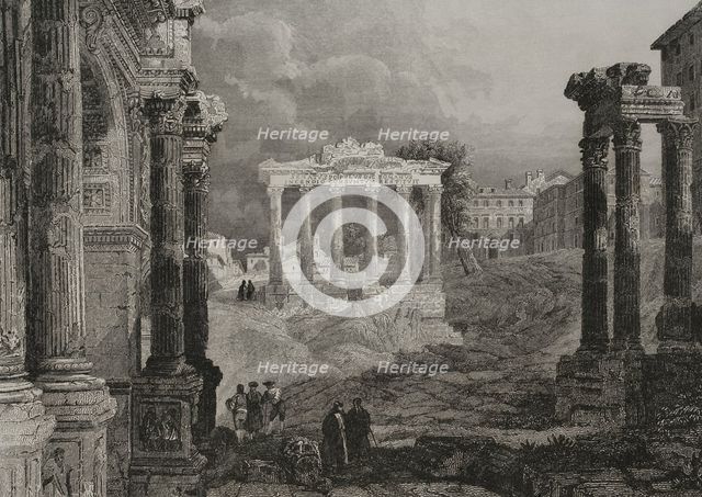 Roman Forum, 1840.  Creator: Leonce Lhuillier.