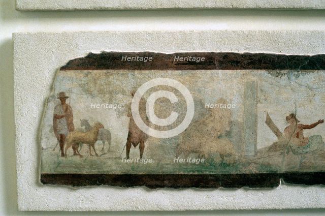Roman farmers with sheep. Artist: Unknown