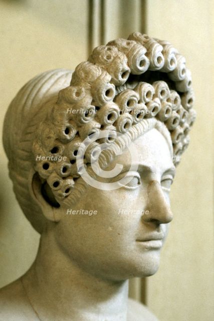 Roman female hairstyle, 54-68 AD. Artist: Unknown