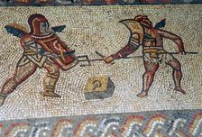 Roman floor mosaic of gladiators, c.3rd century