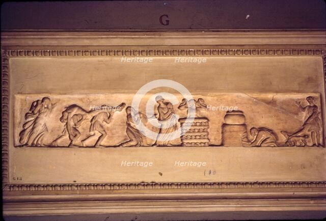 Roman Funeral rite or corpse being carried to Pyre, c3rd century.  Artist: Unknown.