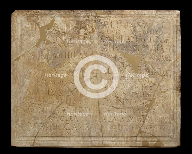 Roman Funerary Inscription, 1st century B.C. Creator: Unknown.