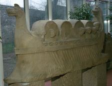 Roman funerary sculpture of a wine-boat