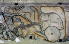 Roman funerary relief, showing an ox-cart