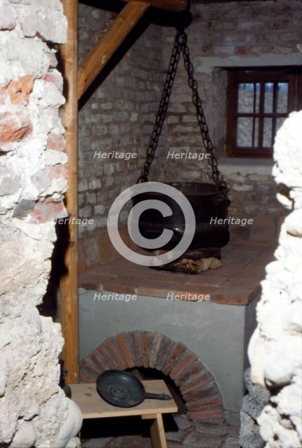 Roman Kitchen with Stove and Cooking Pot, c20th century. Artist: Unknown.