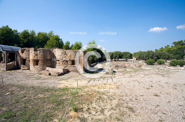 Roman houses in Olympia, Greece. Creator: Samuel Magal.
