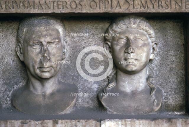 Roman Husband and wife (funerary slab) Imperial period. At Museo Nazionale Romano, Rome. Artist: Unknown.