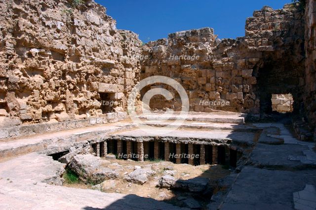 Roman hypocaust, Salamis, North Cyprus. Creator: Peter Thompson.