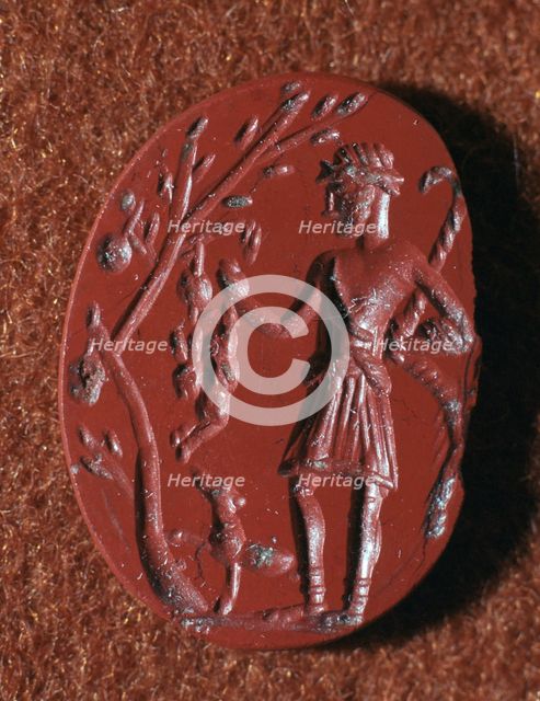 Roman intaglio gem of British deity Cocidus as Silvanus the Hunter, 2nd century BC. Artist: Unknown