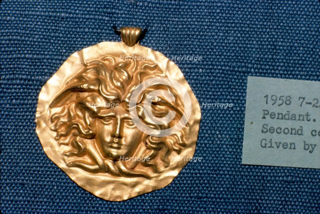 Roman Jewellery Gold Pendant, Head of Gorgon, 2nd century. Artist: Unknown.
