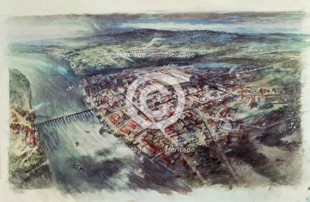 Roman London during the reign of Hadrian, c125 AD. Creator: Unknown.