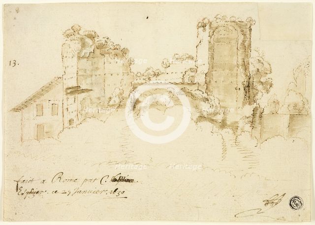 Roman Landscape, 1630. Creator: Possibly Bartholomeus Breenbergh (Dutch, 1598-1657.