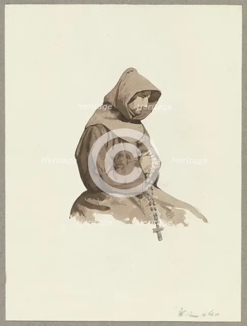 Roman monk, 1851. Creator: Friedrich Wilhelm Ludwig.