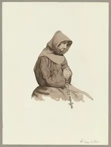 Roman monk, 1851. Creator: Friedrich Wilhelm Ludwig