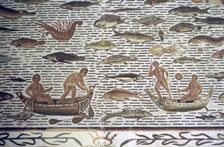 Roman mosaic of men fishing from boats, 2nd century BC
