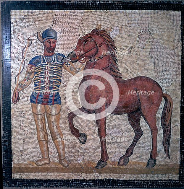 Roman mosaic of a charioteer, 1st century. Artist: Unknown