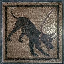 Roman mosaic of a dog, 1st century. Creator: Unknown