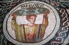 Roman mosaic of a man carrying a dish