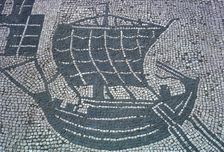 Roman mosaic of a merchant ship, 2nd century